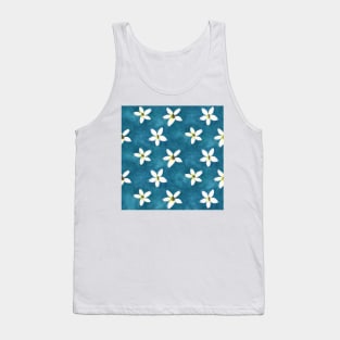 Watercolor jasmine flower on blue Tank Top